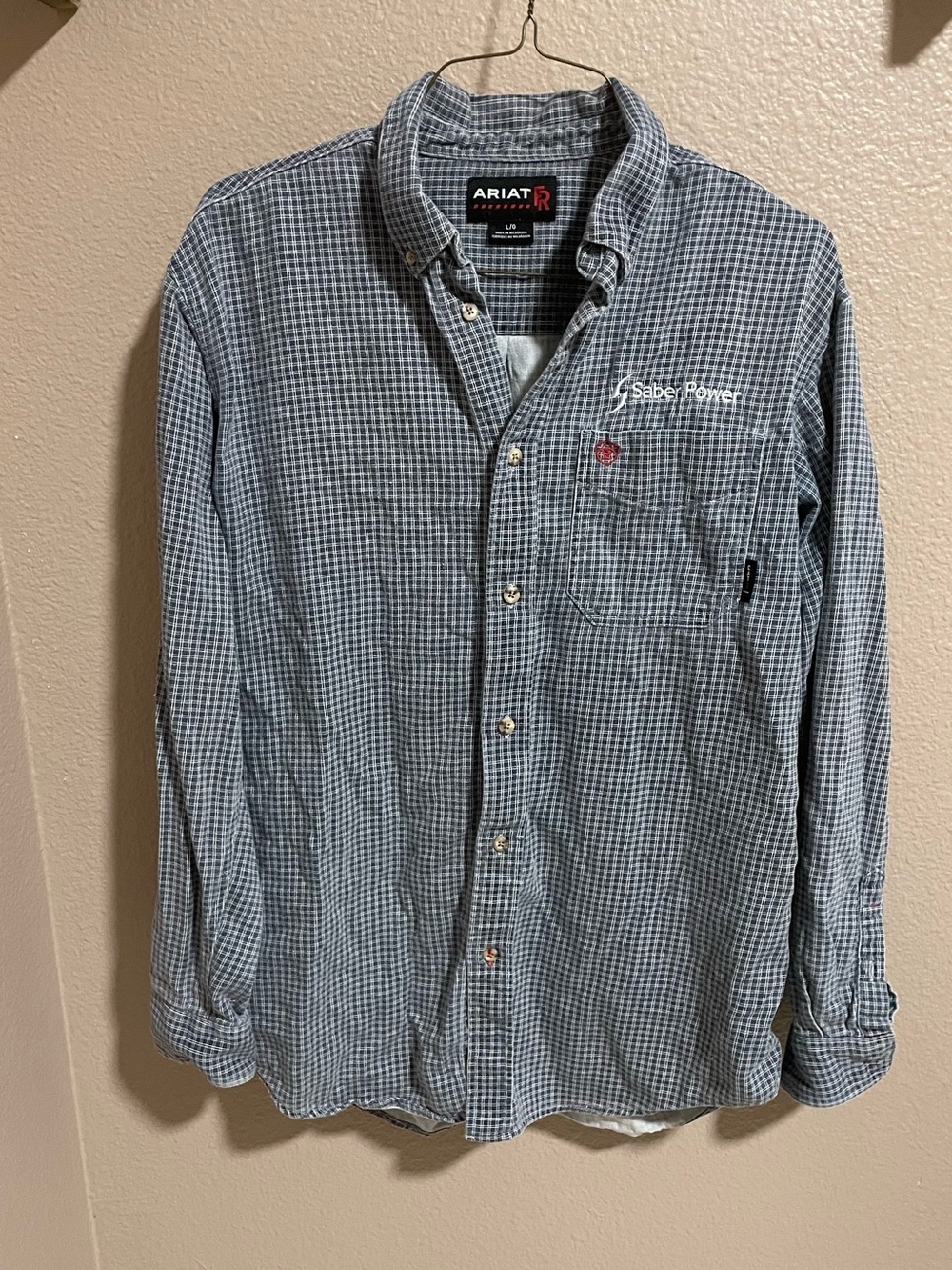 Ariat FR Men's Blue Check Button-Down work Shirt